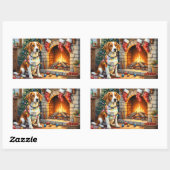 American English Foxhound Christmas Lights  Rechthoekige Sticker (Vel)