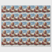 American English Foxhound in slee Christmas Cadeaupapier (Vlak)