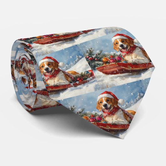 American English Foxhound in slee Christmas Stropdas (Opgerold)