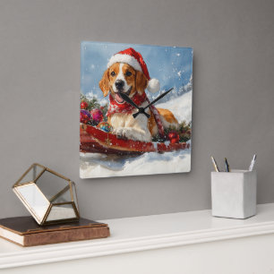 American English Foxhound in slee Christmas Vierkante Klok
