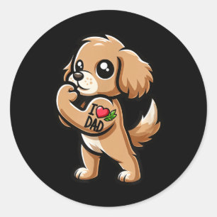 American Er Spaniel Ik hou van Dad Funny Dog Tatto Ronde Sticker