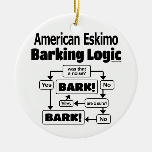 American Eskimo Barking Logic Keramisch Ornament (Voorkant)