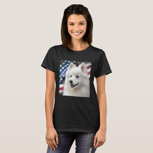 American Eskimo Dog 4th of July  American Eskimo D T-shirt (Voorkant volledig)