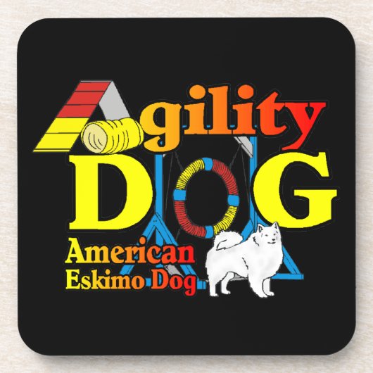 American Eskimo Dog Agility Bier Onderzetter (Voorkant)