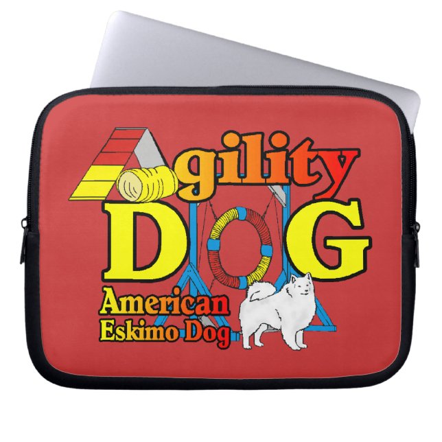 American Eskimo Dog Agility Laptop Sleeve (Voorkant)