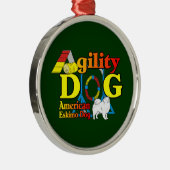 American Eskimo Dog Agility Metalen Ornament (Rechts)