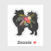 American Eskimo Dog Boho Floral Silhouette Sticker (Vel)