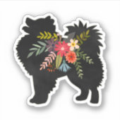American Eskimo Dog Boho Floral Silhouette Sticker (Voorkant)