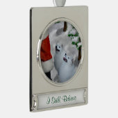 American Eskimo Dog Christmas Gepersonaliseerd Verzilverd Banner Ornament (Rechts)