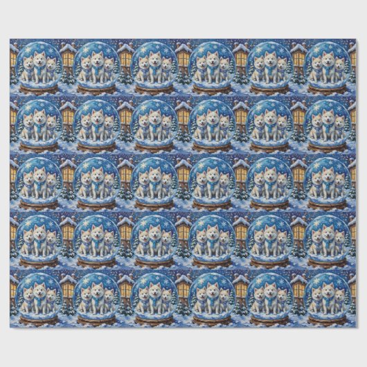 American Eskimo Dog Christmas Magical Snow Globe Cadeaupapier (Vlak)