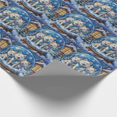 American Eskimo Dog Christmas Magical Snow Globe Cadeaupapier (Hoek)