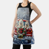 American Eskimo Dog Christmas Red Truck Holiday Schort (Insitu)