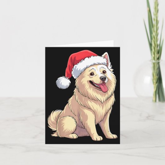American Eskimo Dog Christmas Santa Hat Pet Dog Lo Kaart (Voorkant)