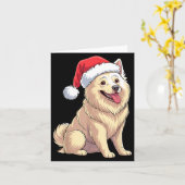 American Eskimo Dog Christmas Santa Hat Pet Dog Lo Kaart (Gele Bloem)