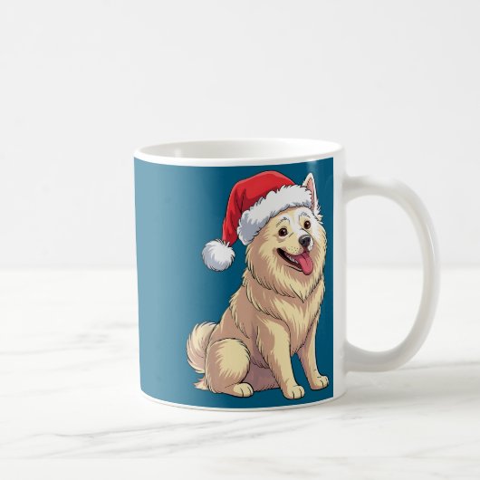 American Eskimo Dog Christmas Santa Hat Pet Dog Lo Koffiemok (Rechts)