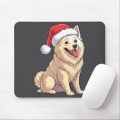 American Eskimo Dog Christmas Santa Hat Pet Dog Lo Muismat (Met muis)
