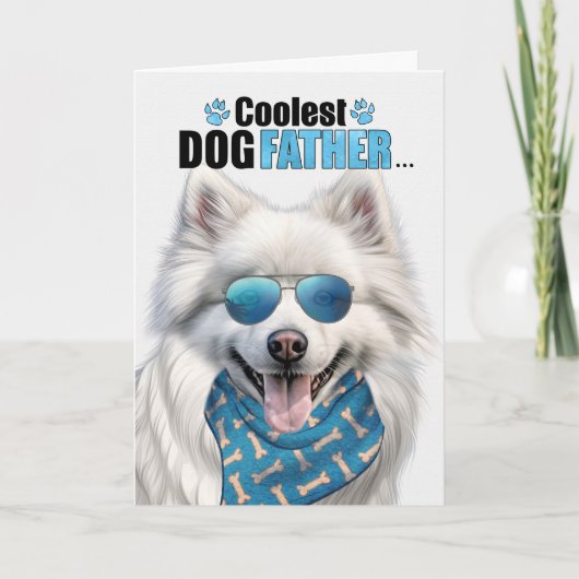 American Eskimo Dog Coolest Dad Ever Vaderdag Feestdagen Kaart (Voorkant)