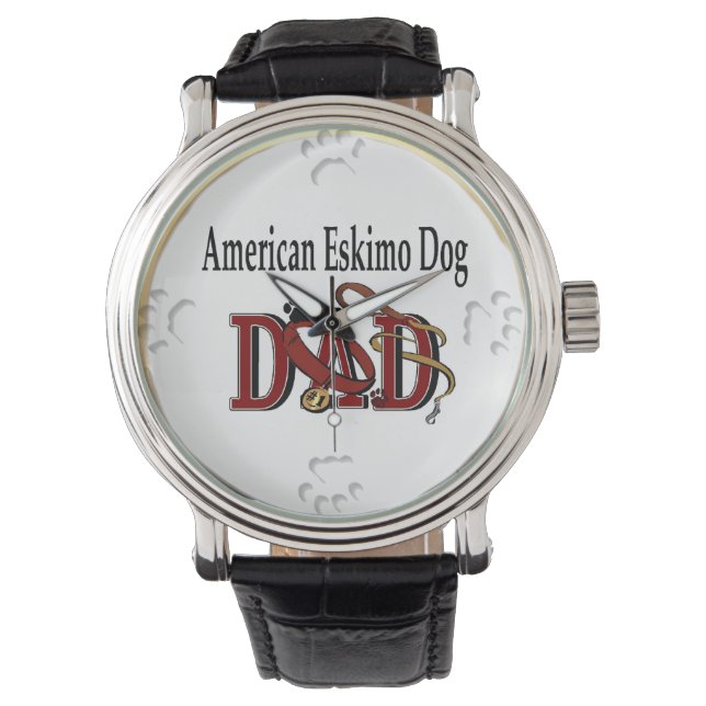 American Eskimo Dog Dad Horloge (Voorkant)