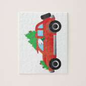 American Eskimo Dog Driving Car met kerstboom Legpuzzel (Verticaal)