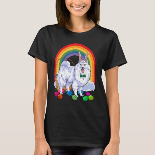 American Eskimo Dog Easter Eggs Bunny T-shirt (Voorkant)