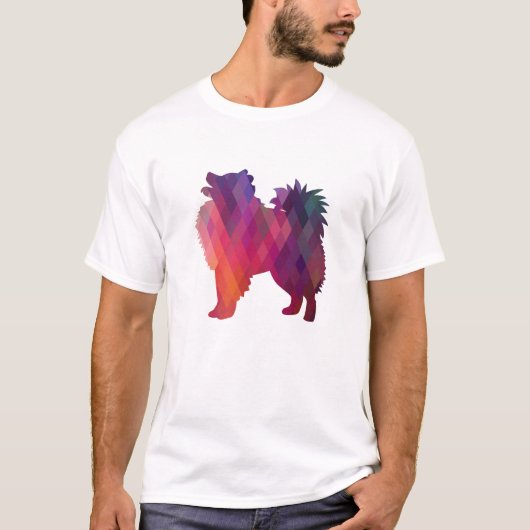 American Eskimo Dog Geo Silhouette Paars T-shirt (Voorkant)