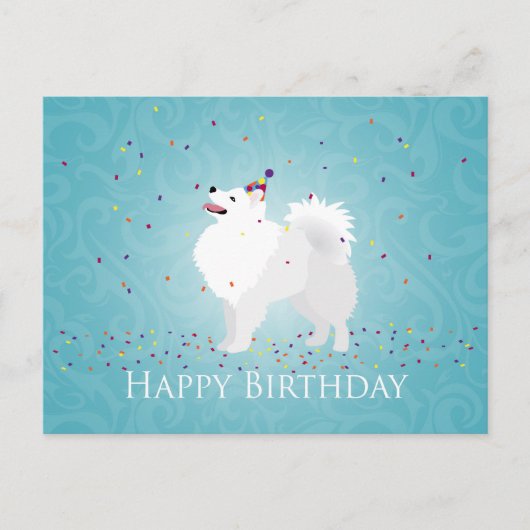American Eskimo Dog Happy Birthday Design Briefkaart (Voorkant)