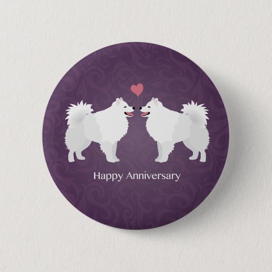 American Eskimo Dog Happy Jubileum Design Ronde Button 5,7 Cm (Voorkant)