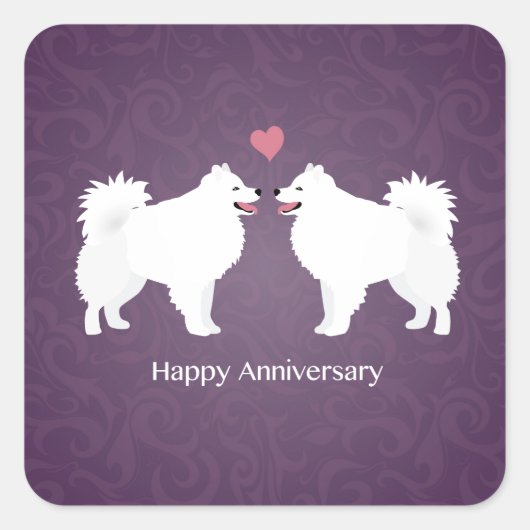 American Eskimo Dog Happy Jubileum Design Vierkante Sticker (Voorkant)