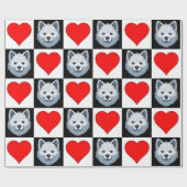 American Eskimo Dog Heart Pattern Cute Puppy Gift Cadeaupapier (Vlak)