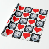 American Eskimo Dog Heart Pattern Cute Puppy Gift Cadeaupapier (Uitgerold)