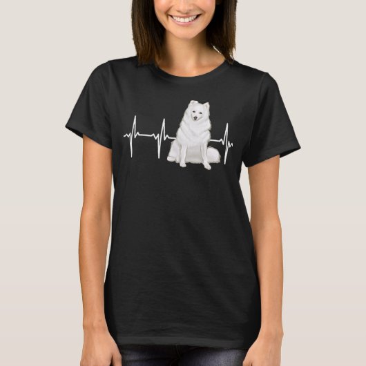 American Eskimo Dog Heartbeat Hondenliefhebber T-shirt (Voorkant)