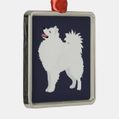 American Eskimo Dog Hondenras Silhouette Metalen Ornament (Rechts)