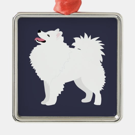 American Eskimo Dog Hondenras Silhouette Metalen Ornament (Voorkant)