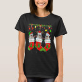 American Eskimo Dog In Christmas Socks Funny Dog L T-shirt (Voorkant)