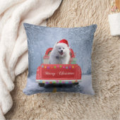 American Eskimo Dog in Snow, met Kerstmis als kers Kussen (Deken)