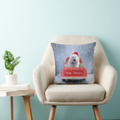 American Eskimo Dog in Snow, met Kerstmis als kers Kussen (Stoel)