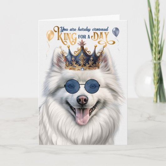 American Eskimo Dog King voor een Dag Grappige Ver Kaart (Voorkant)