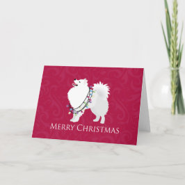 American Eskimo Dog Merry Kerstdesign Feestdagen Kaart