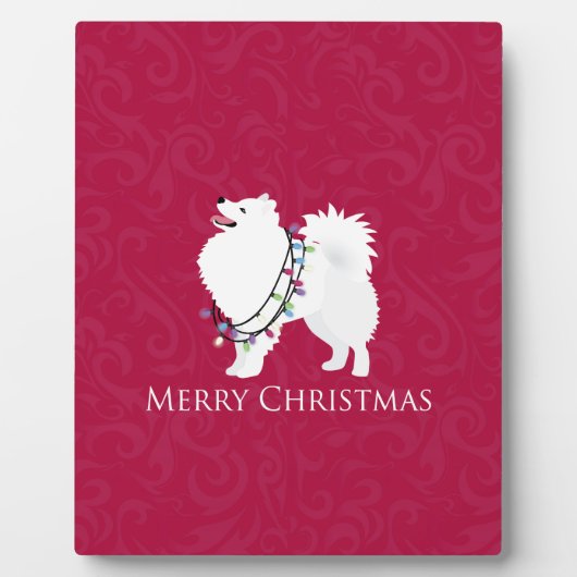 American Eskimo Dog Merry Kerstdesign Fotoplaat (Voorkant)