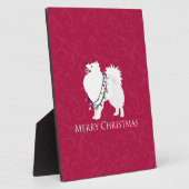 American Eskimo Dog Merry Kerstdesign Fotoplaat (Zijkant)