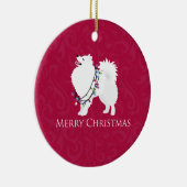 American Eskimo Dog Merry Kerstdesign Keramisch Ornament (Rechts)
