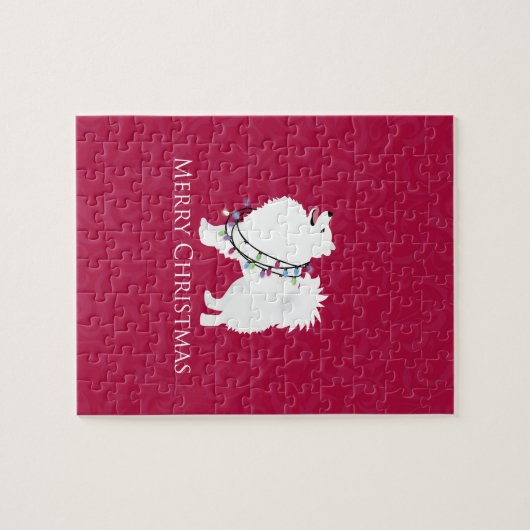 American Eskimo Dog Merry Kerstdesign Legpuzzel (Horizontaal)