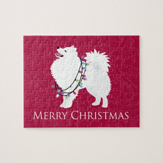 American Eskimo Dog Merry Kerstdesign Legpuzzel (Horizontaal)