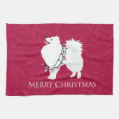 American Eskimo Dog Merry Kerstdesign Theedoek (Horizontaal)