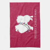 American Eskimo Dog Merry Kerstdesign Theedoek (Verticaal)