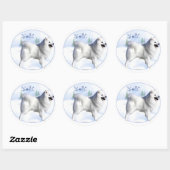 American Eskimo Dog Noel Ronde Sticker (Vel)