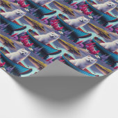 American Eskimo Dog on Paddle: Een Schilderachtig  Cadeaupapier (Hoek)