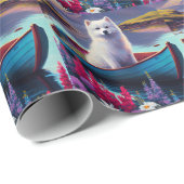 American Eskimo Dog on Paddle: Een Schilderachtig  Cadeaupapier (Rol Hoek)