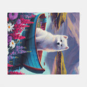 American Eskimo Dog on Paddle: Een Schilderachtig  Fleece Deken (Voorkant (Horizontaal))
