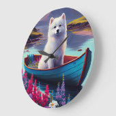 American Eskimo Dog on Paddle: Een Schilderachtig  Grote Klok (Hoek)